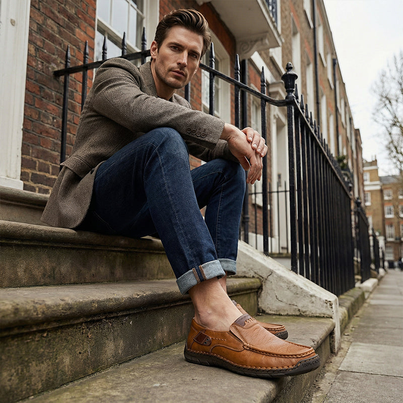 π 60% OFF! π Classic Menβs Slip-On Leather Shoes β Premium Calfskin, All-Day Comfort & Effortless Style