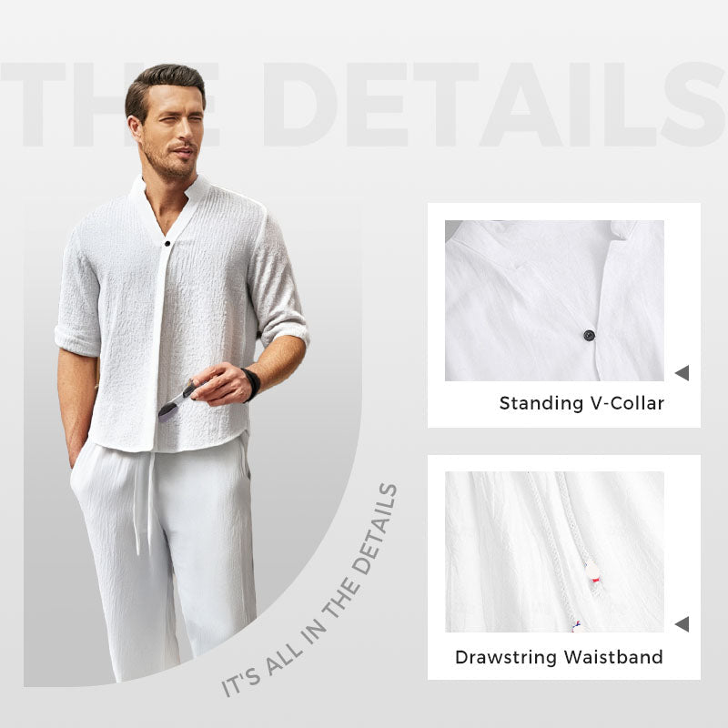 Men's Trendy Cotton Linen Top & Pants Two-Piece Set🎉BIG SALE-50% OFF