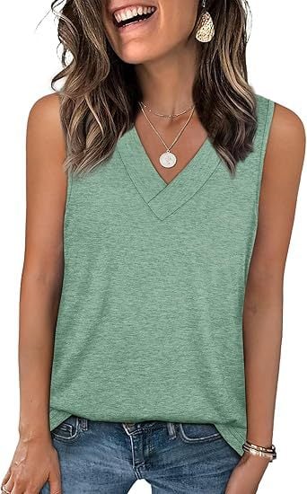 🎁Summer Promotion 50% OFF✨Women's Sleeveless V-Neck Slimming Loose Fit Casual Tank Top