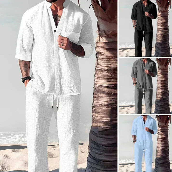 Men's Trendy Cotton Linen Top & Pants Two-Piece Set🎉BIG SALE-50% OFF