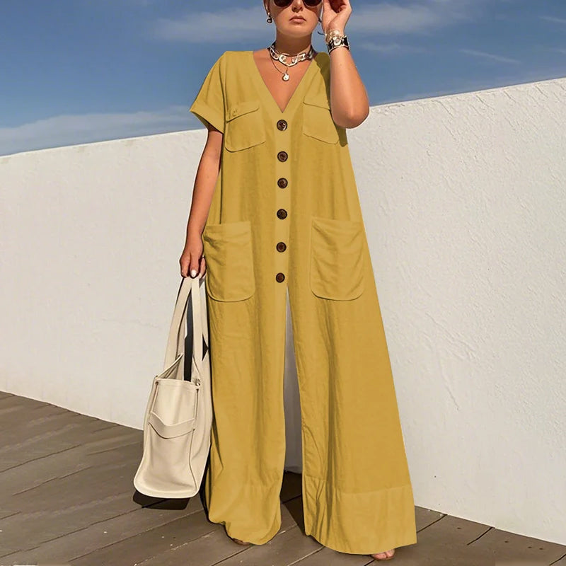 ⏳Time-limited Special⏰Women's Fashion V-Neck Loose Jumpsuit