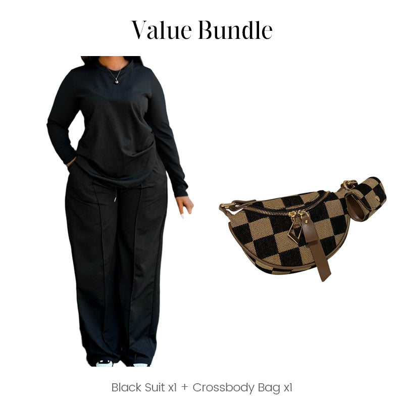 Women's Long Sleeve Top & Wide-Leg Pants 2-Piece Set